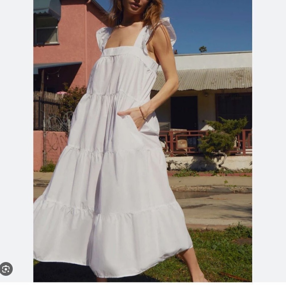 Nation LTD Camille White Tiered Maxi Sundress